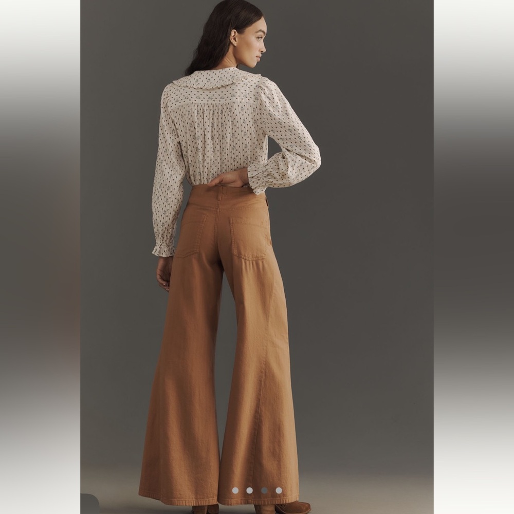 NWT Pilcro By Anthropologie The Adi Mid-Rise Flare Trousers Herringbone Wide Leg - Picture 3 of 17